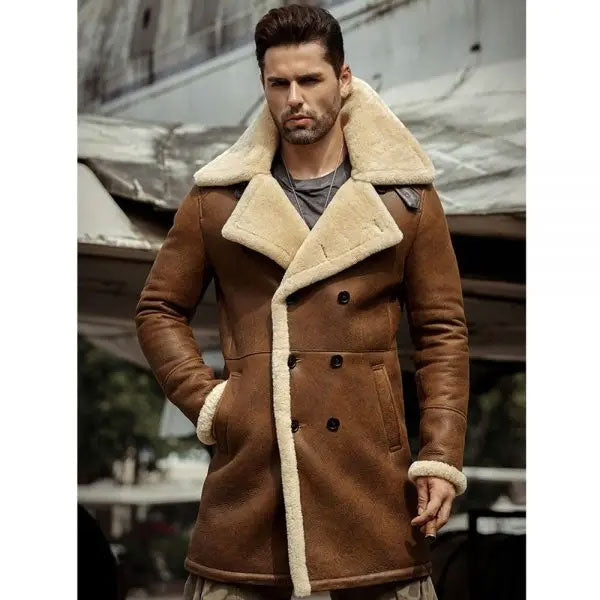 Men’s Flight Sheepskin Aviator | Shearling Leather Trench Coat | Full Grain Apparel