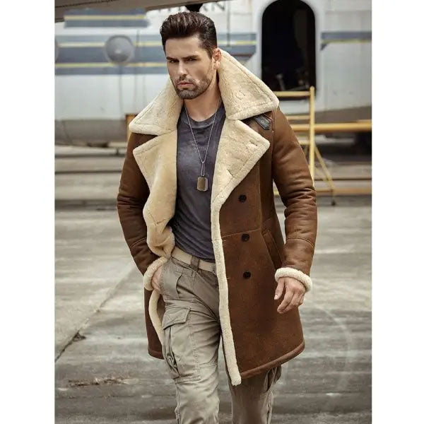 Men’s Flight Sheepskin Aviator | Shearling Leather Trench Coat | Full Grain Apparel