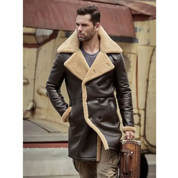 Men’s B3 Flight Sheepskin Aviator | Long Winter Coat | Full Grain Apparel