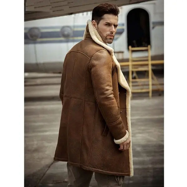Men’s Flight Sheepskin Aviator | Shearling Leather Trench Coat | Full Grain Apparel