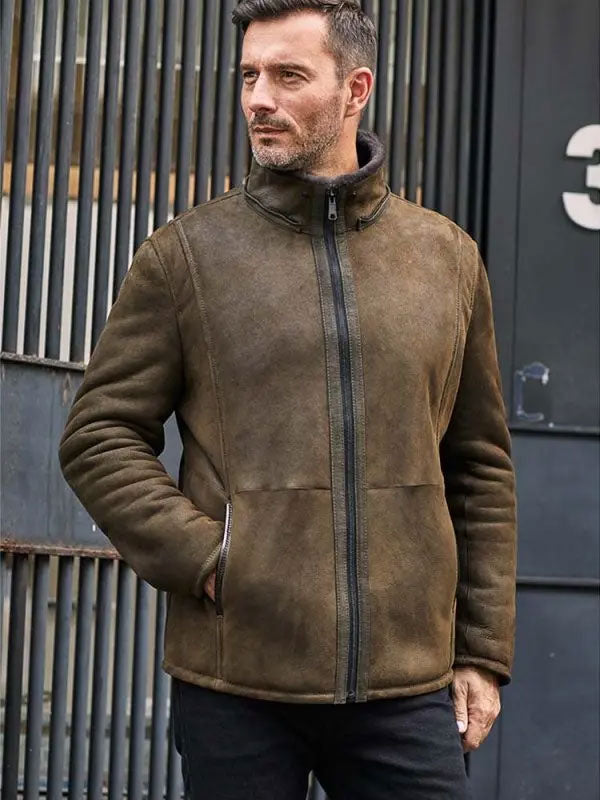 Chaqueta de cuero para hombre con capucha extraíble | Abrigo de piel de gran tamaño | Ropa de piel plena flor