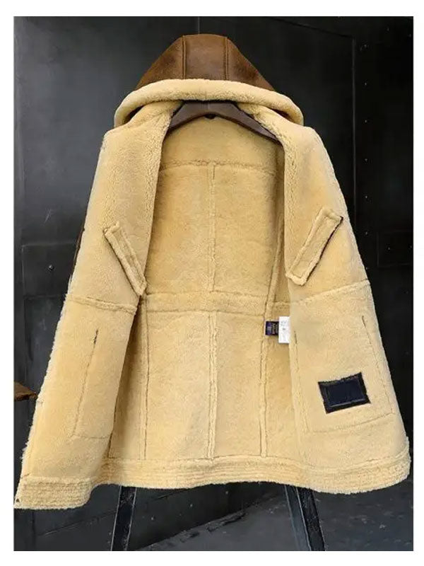 Men’s Hooded Sheepskin Shearling Jacket | Premium Leather Outwear | Full Grain Apparel