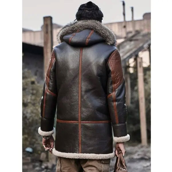 Men’s Hooded Bomber Shearling Jacket | Leather Trench Coat | Full Grain Apparel