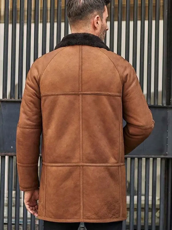 Chaqueta de piel de oveja natural para hombre | Abrigo de piel con capucha | Prenda de grano completo