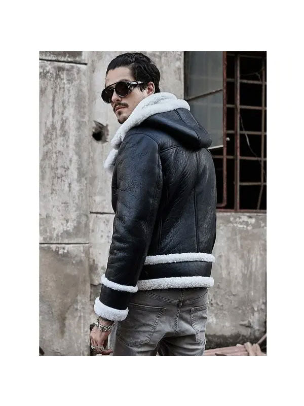 New Men’s Hooded Bomber | Sheepskin Leather Short Coat | Full Grain Apparel