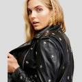 Women's Khloe Black Studded Leather Jacket | Biker Edge | Full Grain Apparel