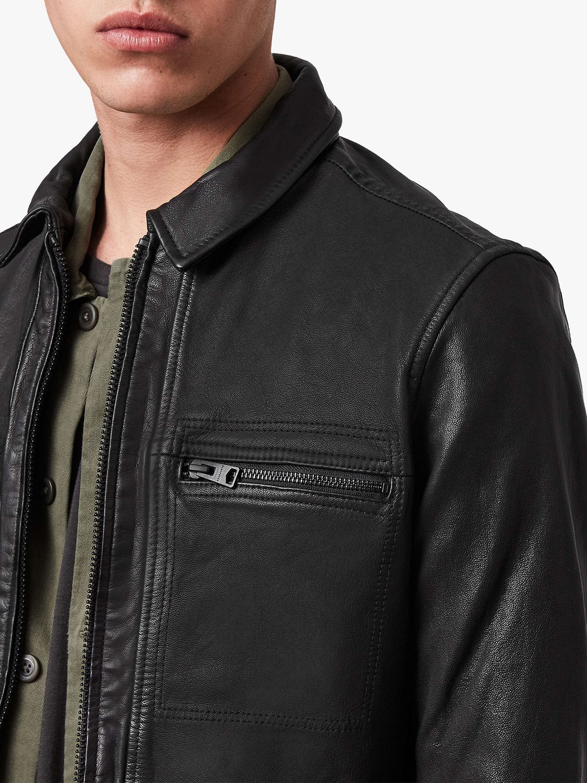 Men’s Solid Black Leather Onyx Jacket | Industrial Modern Essential | Full Grain Apparel