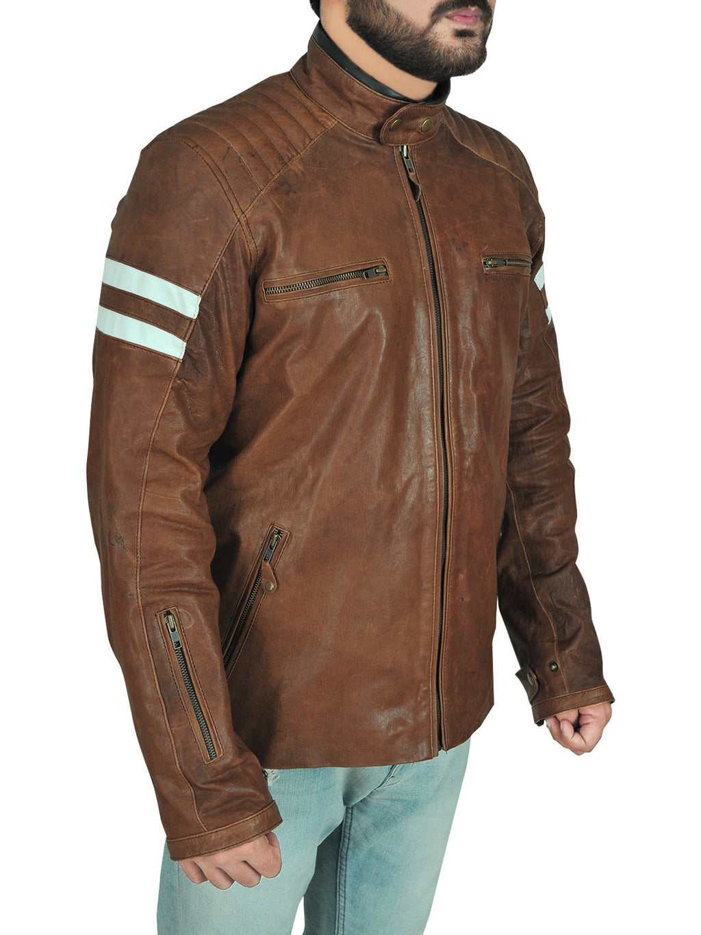 Men’s Classic Brown Leather Biker Jacket | Vintage Cafe Racer | Full Grain Apparel