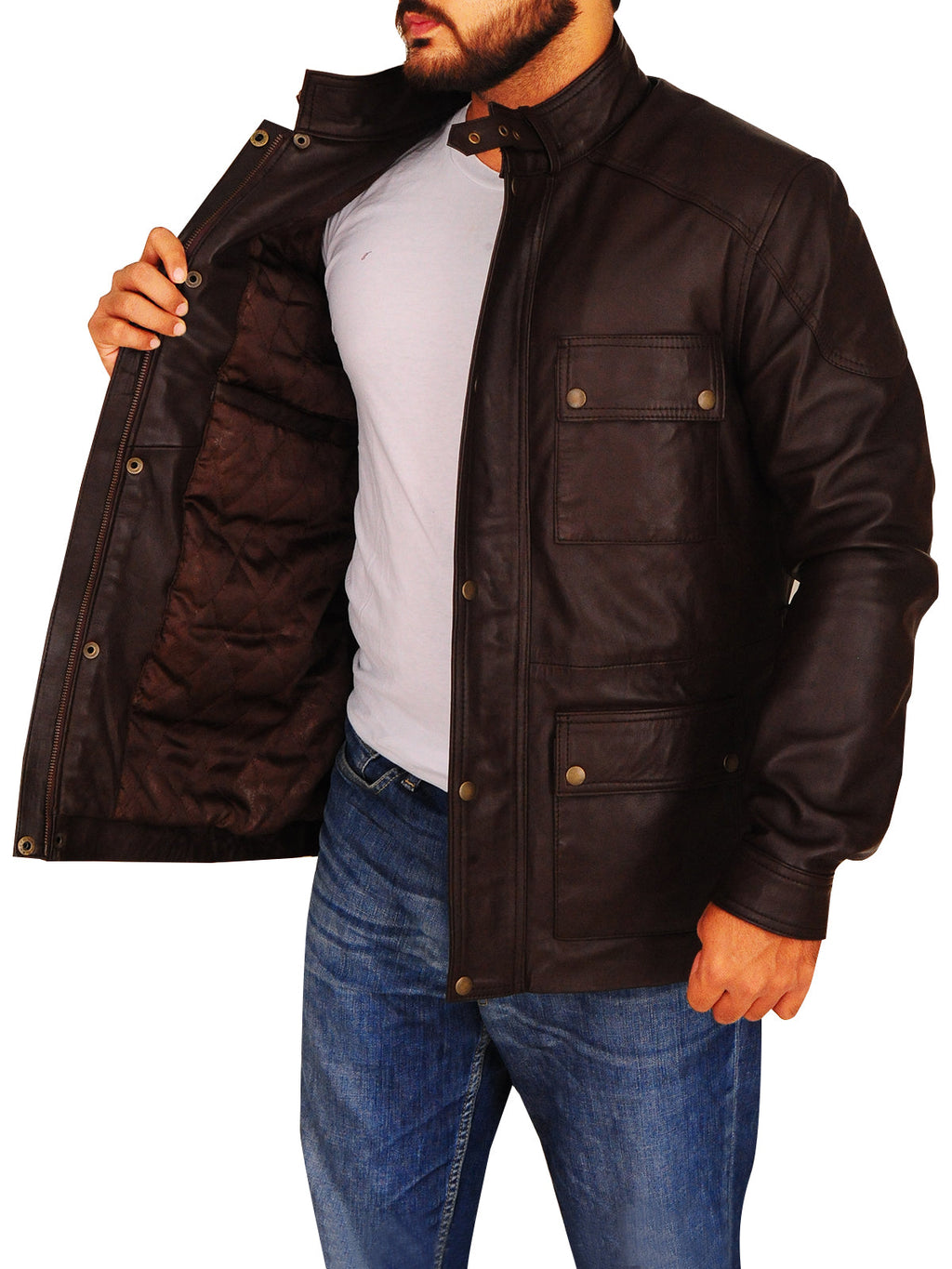 Men’s Brown Field Jacket | Military Utility Style | Full Grain Apparel