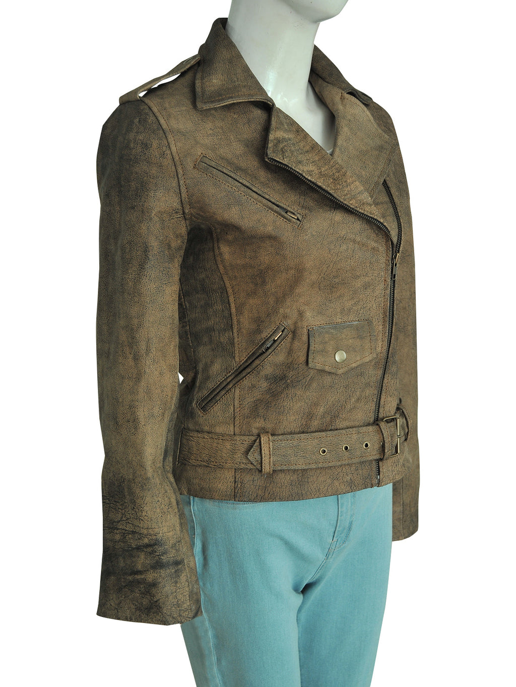 Men’s Dirty Brown Distressed Leather Jacket | Vintage Biker Style | Full Grain Apparel