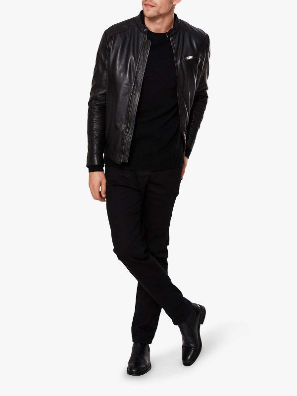 Men’s Majestic Black Leather Commander Jacket | Elite Urban Identity | Full Grain Apparel