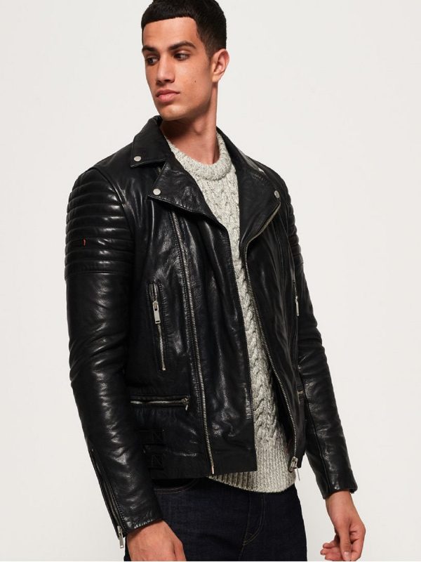 Men’s Onyx Black Leather Racer Jacket | Modern Minimalist Biker | Full Grain Apparel