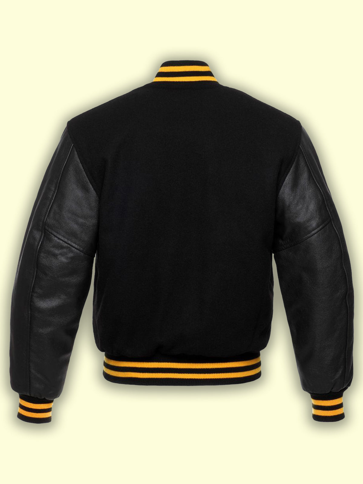 Men’s Jet Black Wool Varsity Jacket | The "Ink" Stealth Edition | Full Grain Apparel