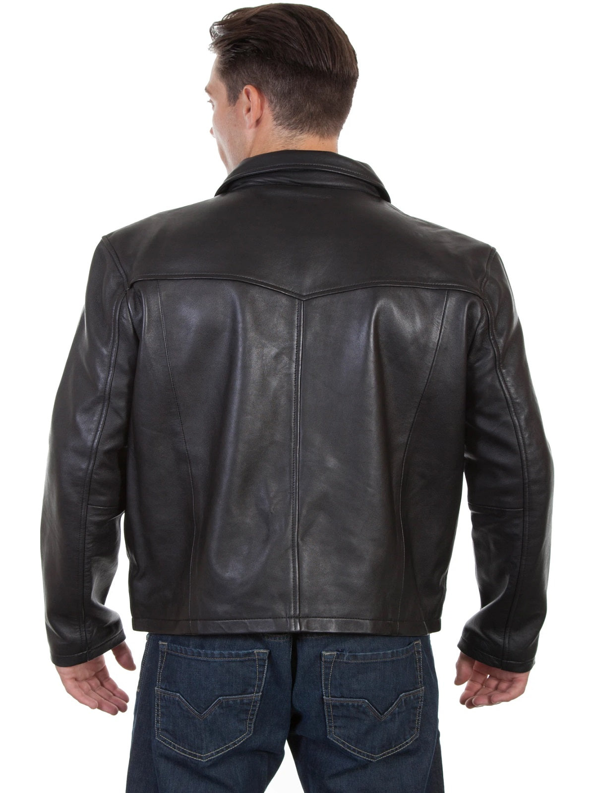 Men’s Jet Black Leather Commuter Jacket | Sleek Urban Biker | Full Grain Apparel
