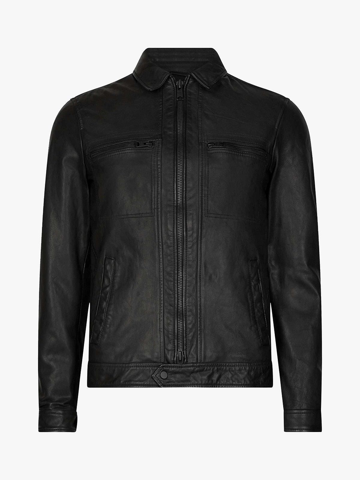 Men’s Solid Black Leather Onyx Jacket | Industrial Modern Essential | Full Grain Apparel