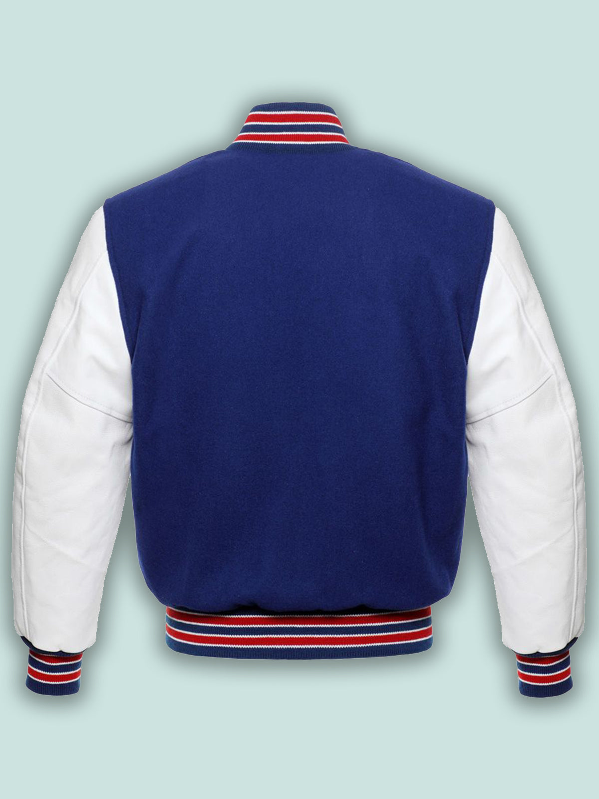 Men’s Royal Blue Varsity Jacket | Premium Leather & Wool Hybrid | Full Grain Apparel
