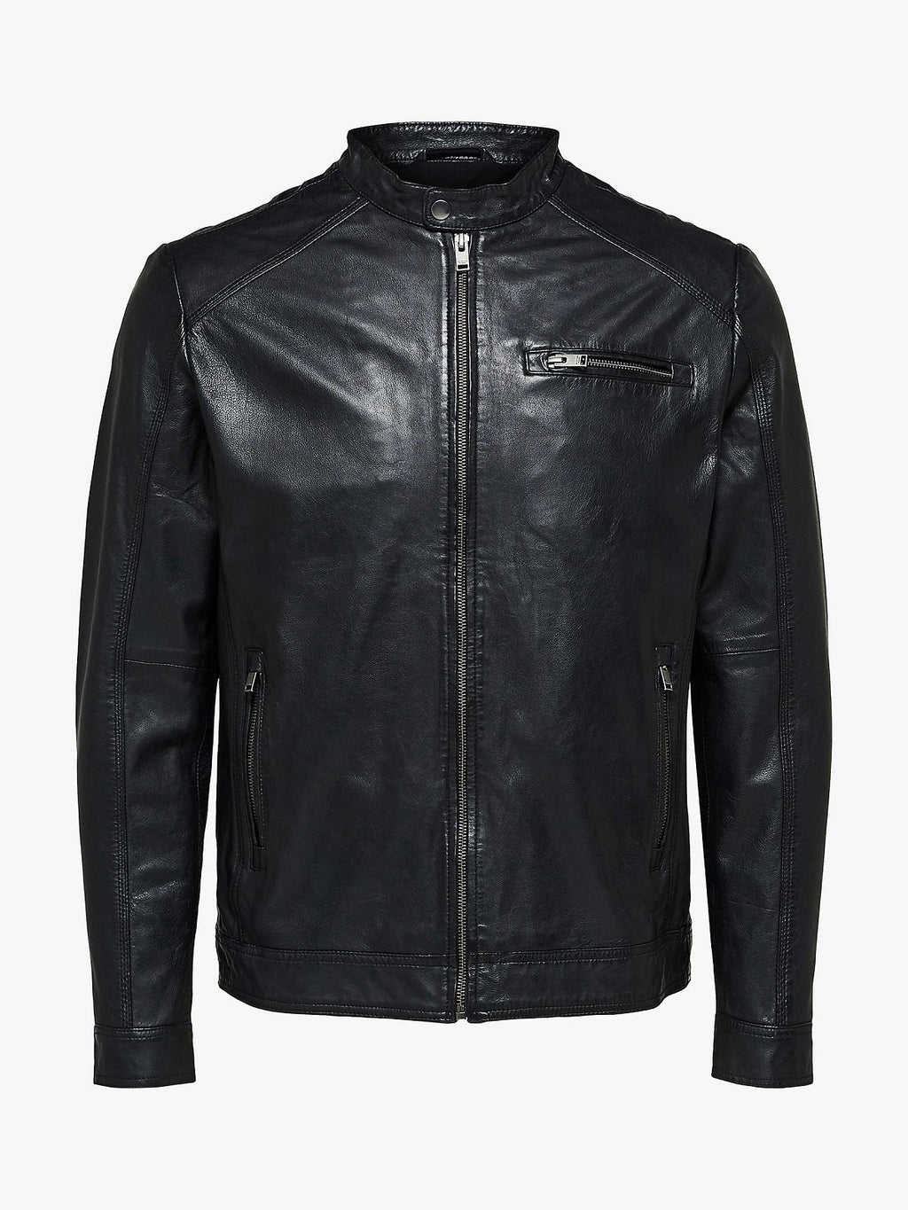 Men’s Midnight Onyx Leather Moto Jacket | Urban Street Commander | Full Grain Apparel