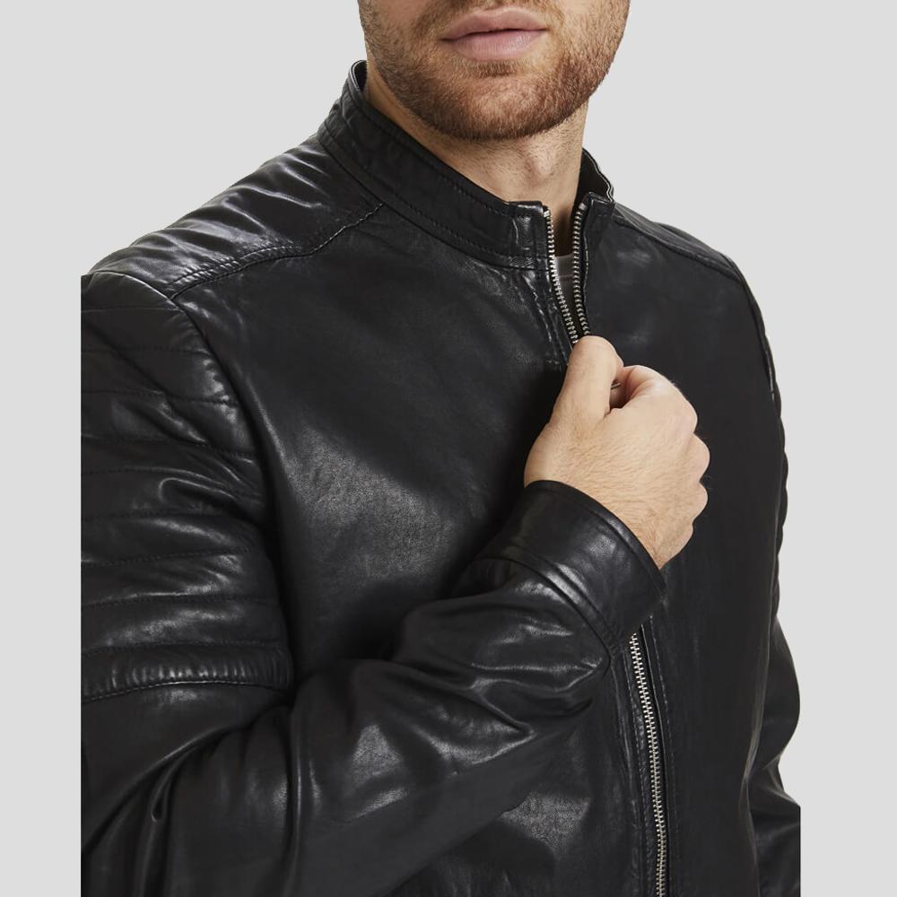 The "Troy" Black Racer | Performance-Cut Urban Moto | Full Grain Apparel