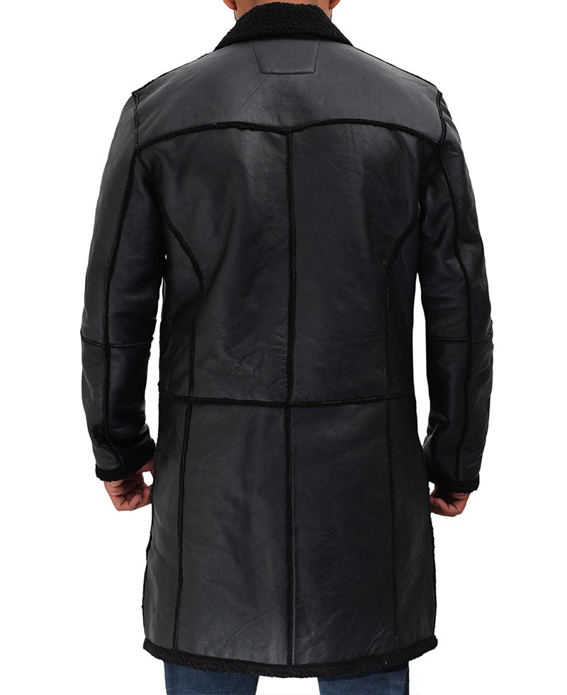 Men’s Premium Black Shearling Leather Winter Coat | Full Grain Apparel