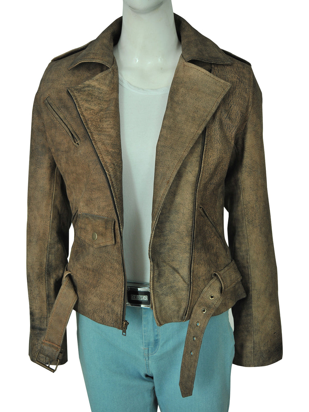 Men’s Dirty Brown Distressed Leather Jacket | Vintage Biker Style | Full Grain Apparel