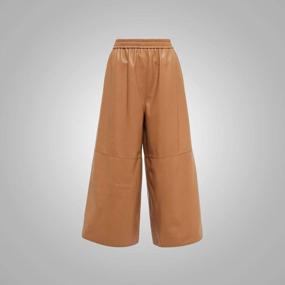 Women’s "Second-Skin" Leather Trousers | Premium Cocoa Brown Sheepskin | Ultra-Soft Genuine Leather Slim-Fit Pants | Full Grain Apparel