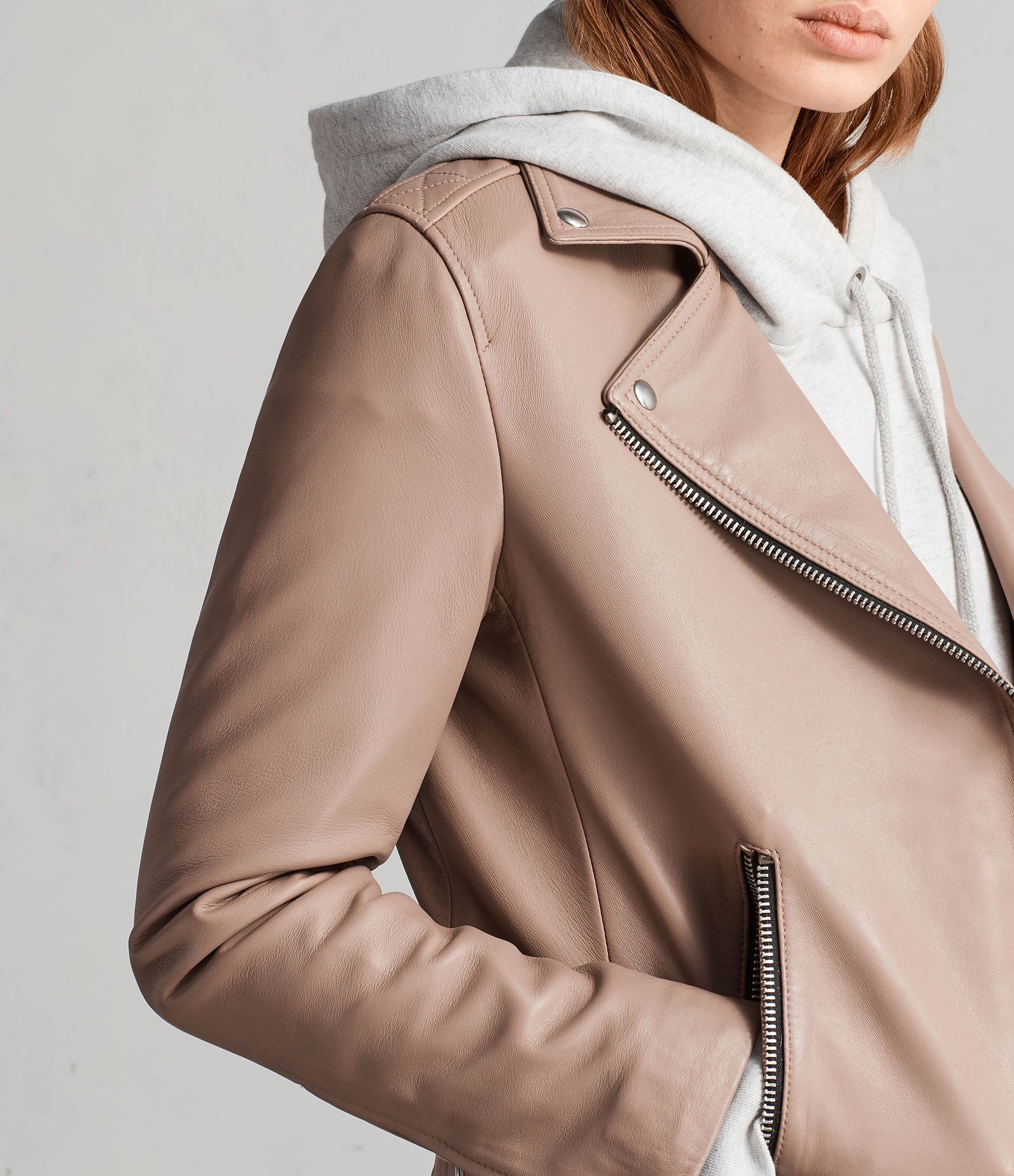 Women's Emily Beige Motorcycle Leather Jacket | Genuine Lambskin | Full Grain Apparel