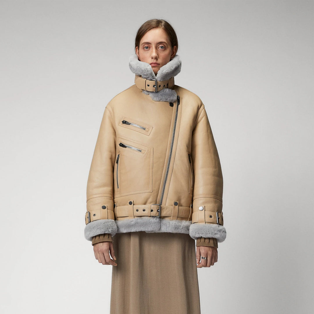 Women’s Shearling Aviator | Premium Leather Jacket | Full Grain Apparel